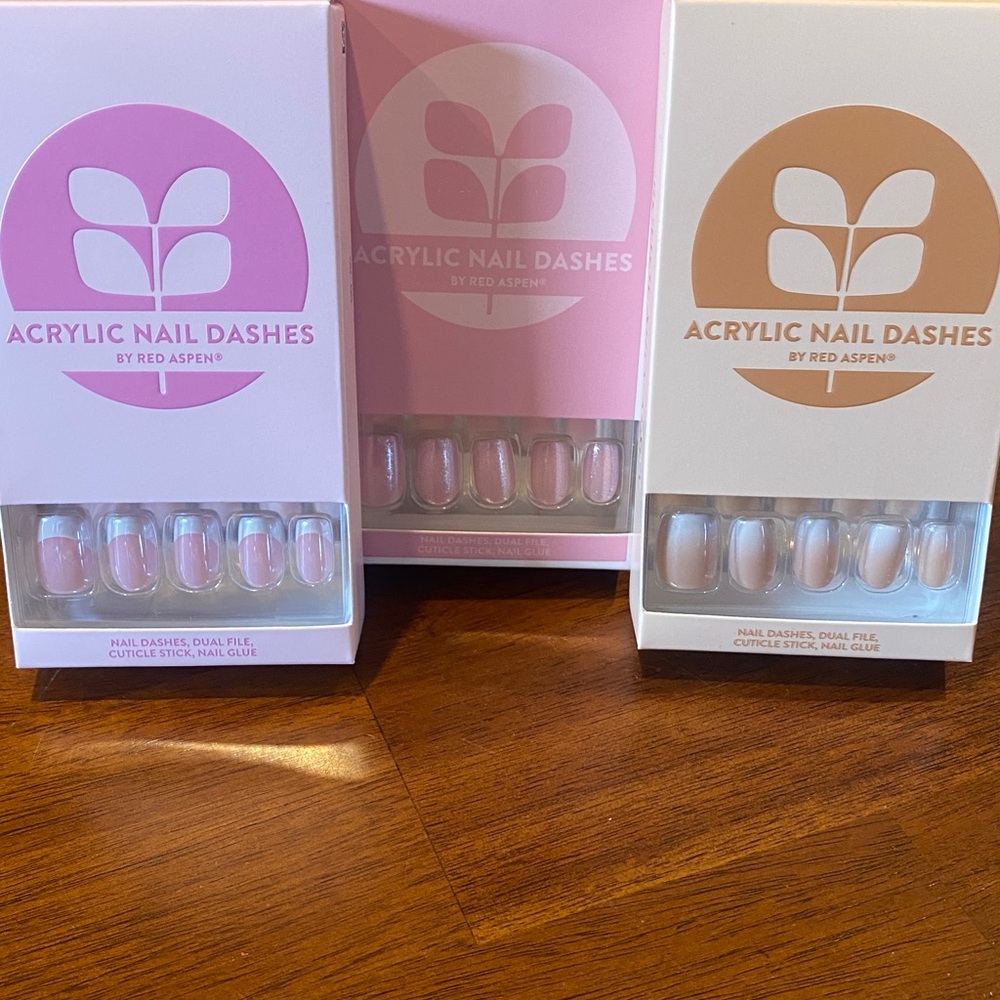 Acrylic Nail Dashes, 3 sets. Brand new in boxes.